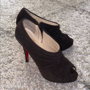 Louboutin Suede Peep Toe